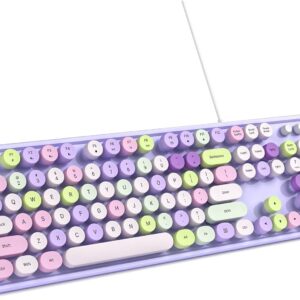 電腦鍵盤 有線即插即用 USB 復古圓形打字機鍵盤